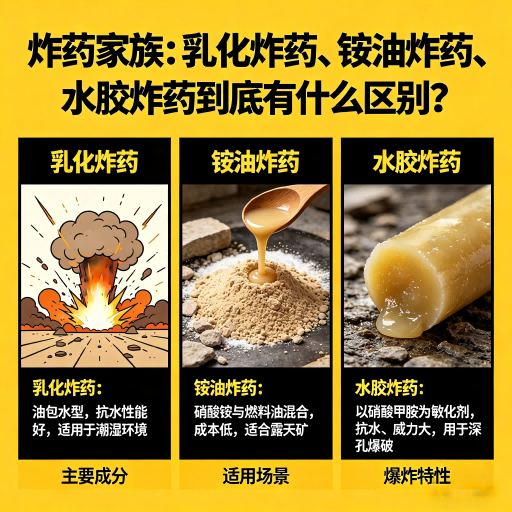 都昌炸药家族：乳化炸药、铵油炸药、水胶炸药到底有什么区别？